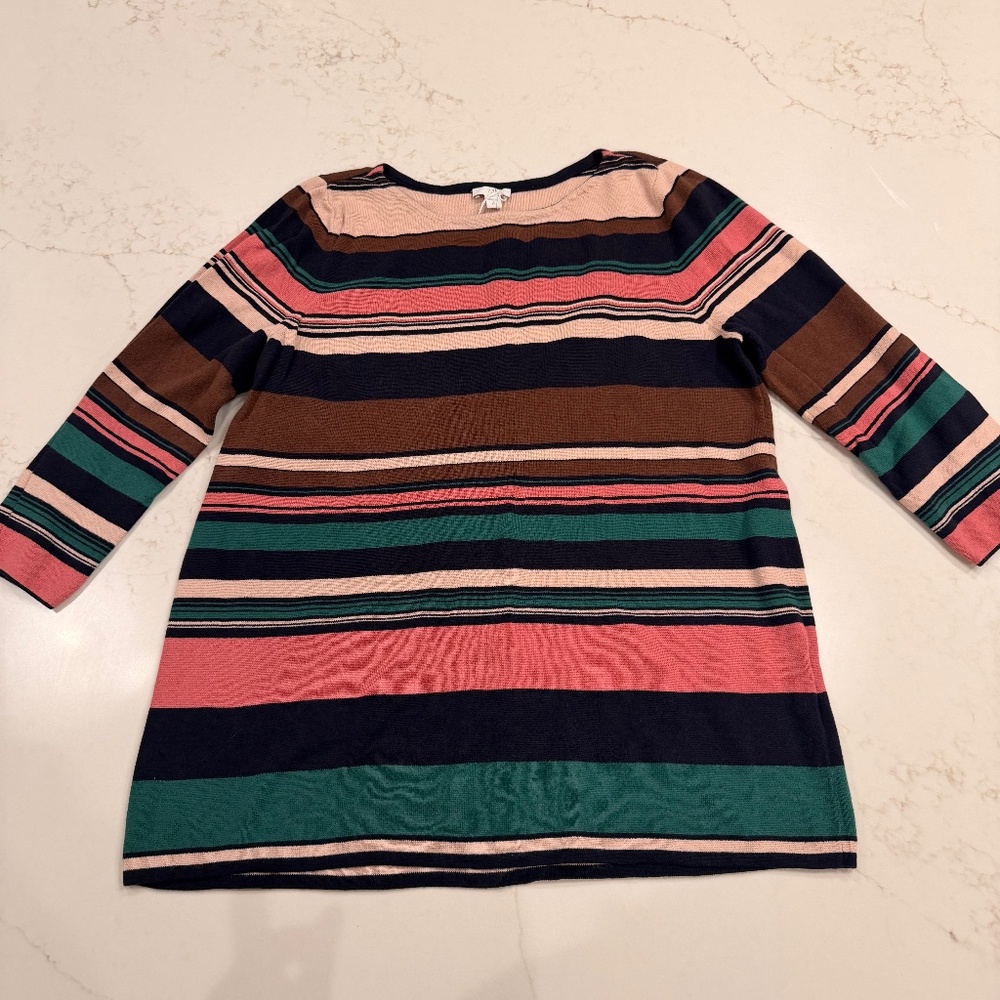 J.Jill Tall Large Multicolor Striped Knit Tunic Sweater